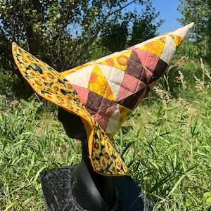 Quilted Patchwork Witch Hat | Harvest Fall Wizard Costume, Cottagecore Style
