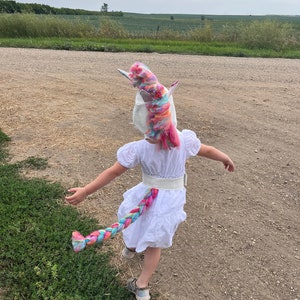 Unicorn costume,  unicorn tail and hat , handmade unicorn stuffed animal gift for kids, hamdmade dress up gift for toddlers