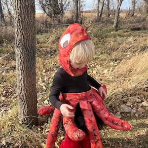Octopus Halloween costume, handmade dress up  gift for toddlers,  red octopus halloween costume