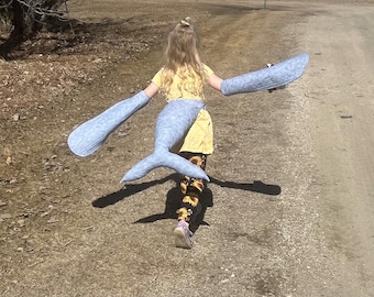 Handmade Whale Tail and Fins Costume – Soft Gray Ocean Dress Up Play