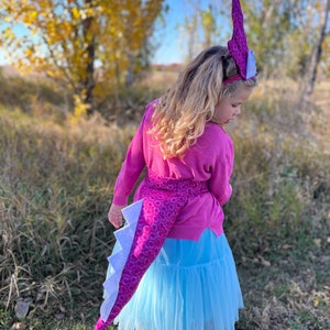 Dinosaur Halloween costume for toddlers, dinosaur costume tail and hat, pink triceratops costume, Dinosaur gift for kids