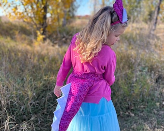 Dinosaur tail and headpiece, Valentine’s Day gift for toddlers, dinosaur costume tail, pink triceratops costume, Dinosaur gift for kids