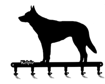 Key board / haakstang * Kelpie * (Australian Kelpie) - Pedigree hond - Keybar - Metaal - 6 haken - Zwart