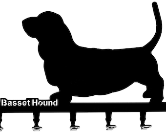 Keyboard/Hook Bar * Basset Hound * Hondenrassen - Keyboard - Dog Motif - 6 Haken - Metal - Zwart