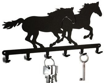 2 Horses - Key Hook, Wall Holder Hanger, Steel