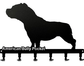 Keyboard/Hook Bar * American Bully Pocket * Hondenrassen - Toetsenbord - Hondenmotief - 6 Haken - Metaal - Zwart