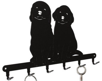Tableau des clés - chiens chiots - acier, noir