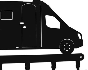 Key rack / hook rail - Motorhome - Key board, key rail, metal - 6 hooks - black