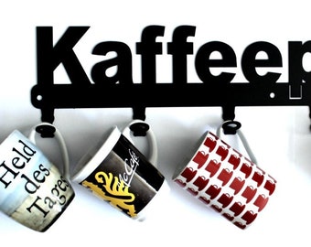 Coffee break cup holder for 6 cups - can also be used as a coat rack - metal - black (without cups)