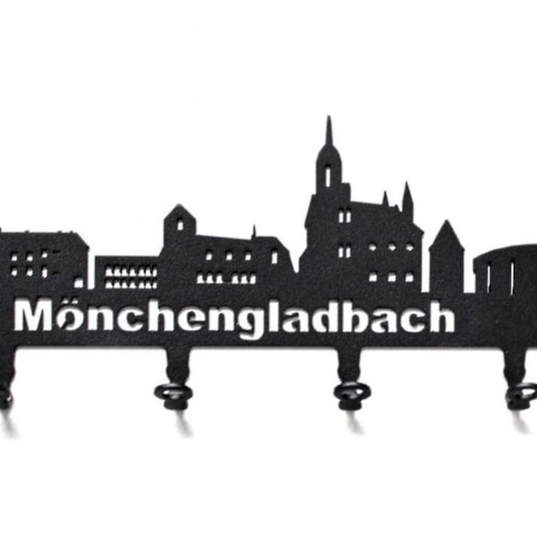 Key board/hook bar * Skyline Mönchengladbach *-Key board North Rhine-Westphalia, key bar, metal-6 hooks