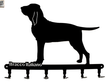 Keyboard / Hook bar * Bracco Italiano * - Dog breeds keyboard - 6 hooks - Metal - Black