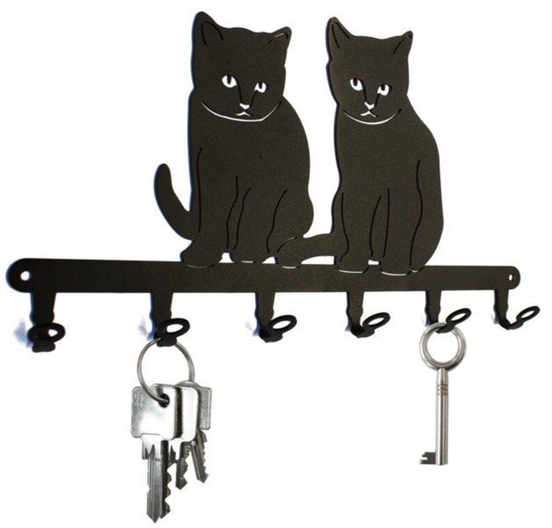 Cat Babies key Holder Hooks, Steel Black image 1