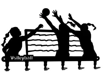 Schlüsselbrett / Hakenleiste - Volleyball - Schlüsselboard, Schlüsselleiste, Metall - 6 Haken - schwarz