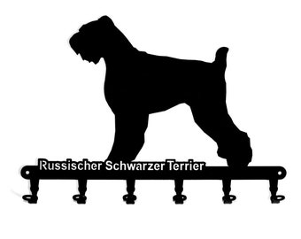 Clé Conseil / crochet barre * Terrier noir russe * - chien - clé planche - 6 crochets - métal - noir