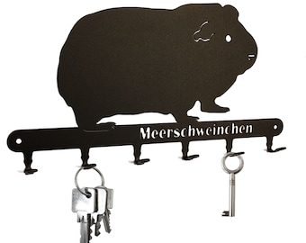 Guinea pig - Key Holder, Hooks - Steel, Black