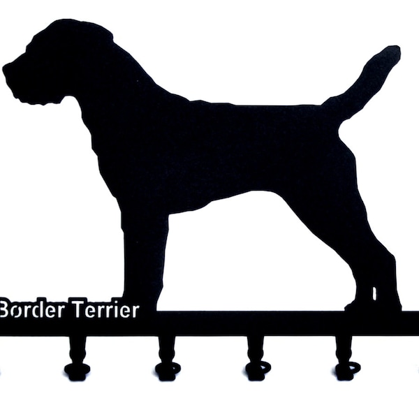 Schlüsselbrett / Hakenleiste * Border Terrier * - Schlüsselboard - 6 Haken - schwarz