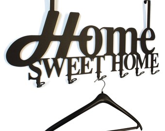 Door wardrobe, hallway wardrobe Home Sweet Home Design 58 cm, 6 hook metal (black) hook bar, wardrobe bar, coat hook, wardrobe