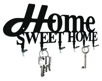 Sleutelbord - Home Sweet Home Design - haak, zwart
