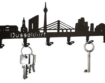 Schlüsselbrett / Hakenleiste * Skyline Düsseldorf * - Schlüsselboard Nordrhein-Westfalen, Schlüsselleiste, Metall - 6 Haken