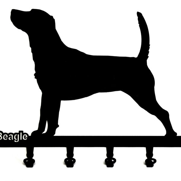 Key Board/hook Strip * Beagle *-key board-dogs-6 Hooks-metal-black