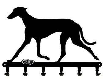 Keyboard/Hook Bar * Galgo * - Español - Dog breeds Keyboard - Greyhound - 6 Hooks - Metal - Black