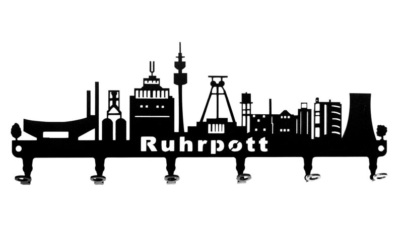 Schlüsselbrett / Hakenleiste Ruhrpott Schlüsselboard Nordrhein-Westfalen, Schlüsselleiste, Metall 6 Haken Bild 1