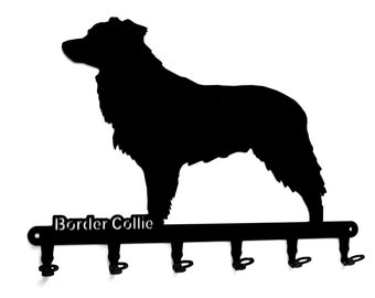 Keyboard / Hook Bar * Border Collie * - Dog Breeds Keyboard - 6 Hooks - Metal - Black