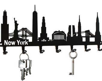 Sleutelbord - New York Skyline - haak, staal zwart