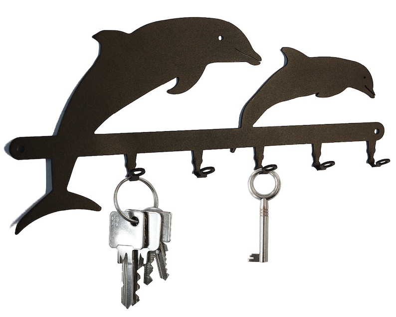 Dolphins Key Holder, Hooks Flipper, Steel, Black image 1