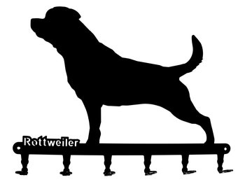 Schlüsselbrett / Hakenleiste * Rottweiler * - Hunderassen Schlüsselboard - 6 Haken - Metall - Schwarz