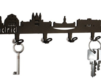 Key rack / hook rail * Skyline Madrid * - Key board Spain, key rail, key holder, metal - 6 hooks