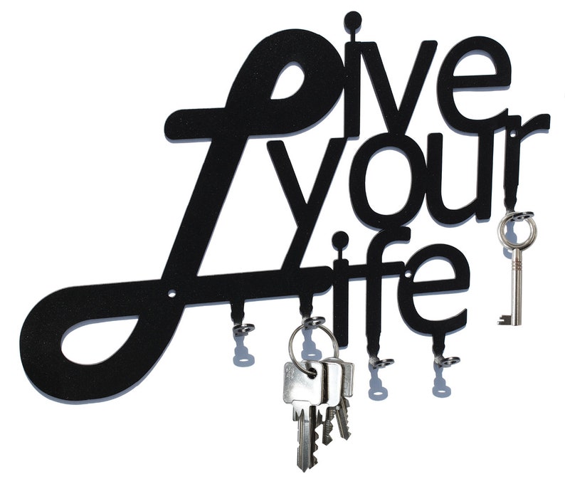 Live your Live Key Holder, Hook Steel, Black image 1