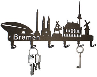 Schlüsselbrett / Hakenleiste * Skyline Bremen * - Schlüsselboard, Schlüsselleiste, Metall - 6 Haken