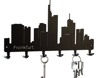 Schlüsselbrett / Hakenleiste * Skyline Frankfurt * - Schlüsselboard Hessen, Schlüsselleiste, Metall - 6 Haken