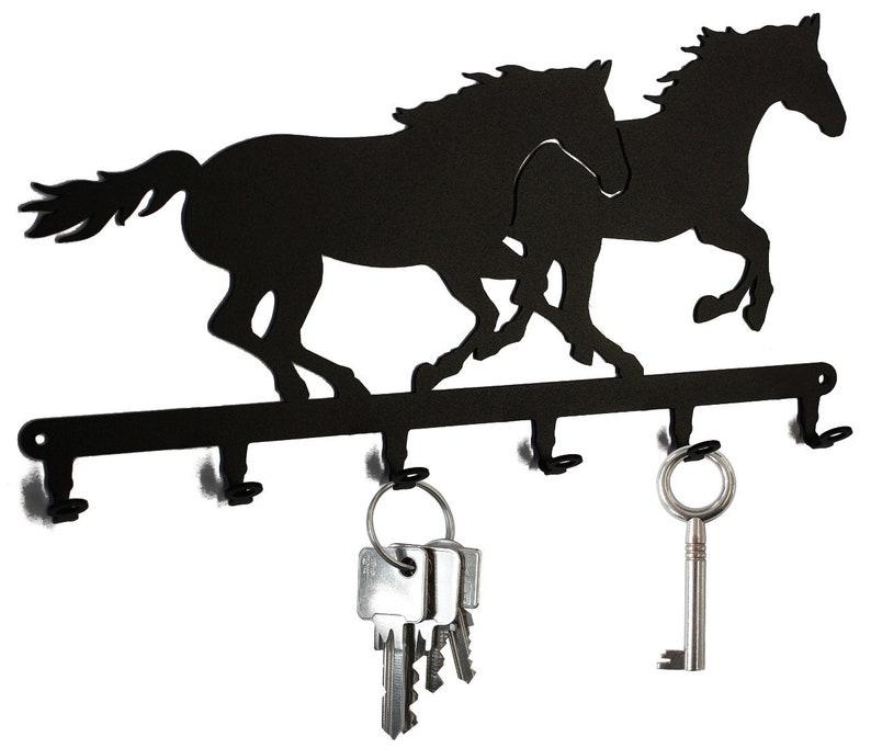 2 Horses Key Hook, Wall Holder Hanger, Steel image 1