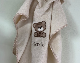 Bath poncho, baby poncho, embroidered with appliqué and name