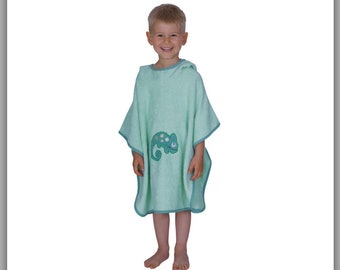 Badeponcho, Babyponcho, bestickt mit Applikation und Namen