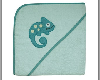 Hooded towel lizard, embroidered with name