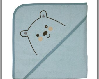 Handdoek met capuchon ijsbeer, geborduurd met naam