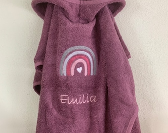 Bath poncho, baby poncho, embroidered with application and name