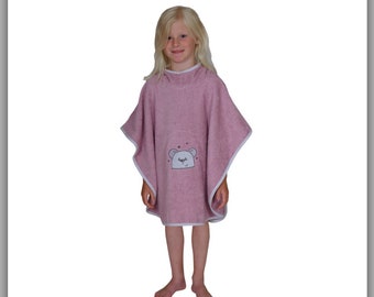 Bath poncho, baby poncho, embroidered with application and name