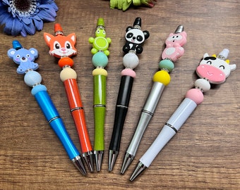 Stylo bille perle, stylo perle pour enfant, motifs animaux