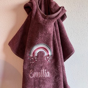 Bathing poncho, baby poncho, embroidered with application and name