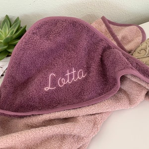 Hooded towel embroidered with name, towel
