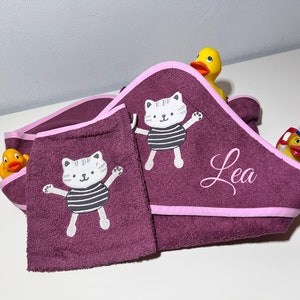 Hooded towel set, hooded towel and washcloth in a set