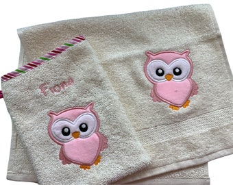 Serviette et gant de toilette pour enfants dans un ensemble, avec l'application souhaitée et le nom souhaité 30x50