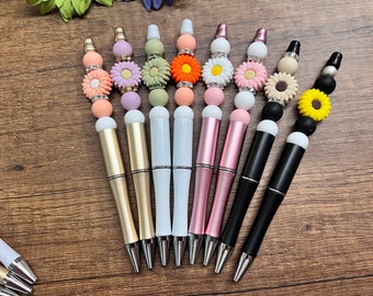 Perlenkugelschreiber, Perlenstift, Sonnenblumen