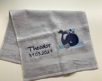 Children's towel with name and appliqué, 30x50 and 50x100