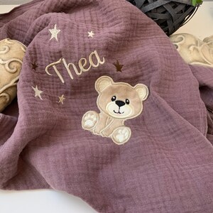 げっぷ布、モスリン布、モスリンおむつ、刺繍入り