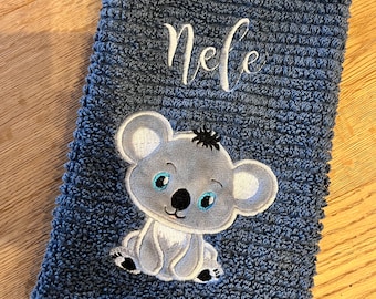 Wash mitt, washcloth, embroidered with desired name and appliqué